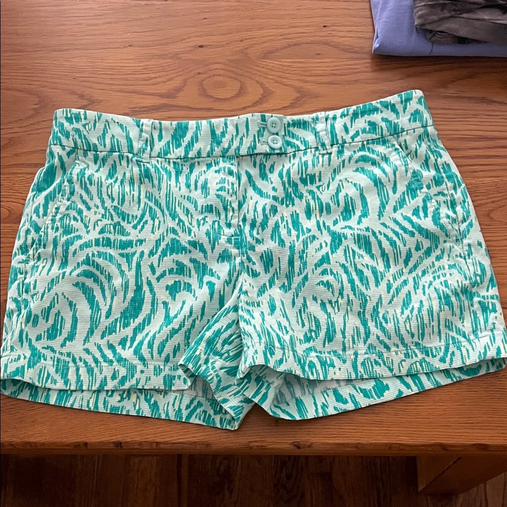 Vineyard Vines Teal Patterned High Waist Shorts